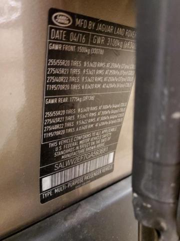 SALWV2EF7GA593681 - 2016 LAND ROVER RANGE ROVE AUTOBIOGRAPHY TAN photo 12