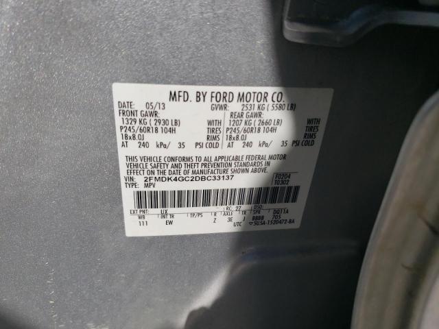 2FMDK4GC2DBC33137 - 2013 FORD EDGE SE SILVER photo 14