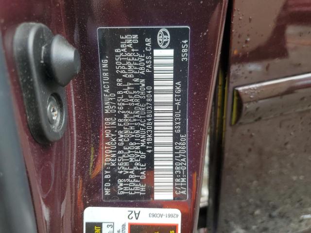 4T1BK3DB4BU378040 - 2011 TOYOTA AVALON BASE 勃艮第红 照片 12