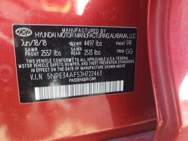 5NPE34AF5JH722463 - 2018 HYUNDAI SONATA SPORT RED photo 12