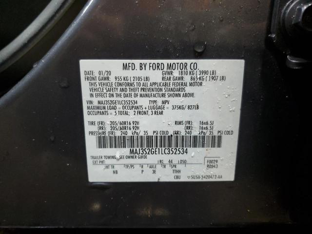 MAJ3S2GE1LC352534 - 2020 FORD ECOSPORT SE გრაფიტი ფოტო 14