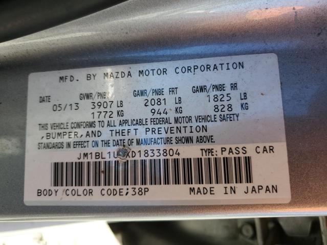 JM1BL1U7XD1833804 - 2013 MAZDA 3 I SILVER photo 12