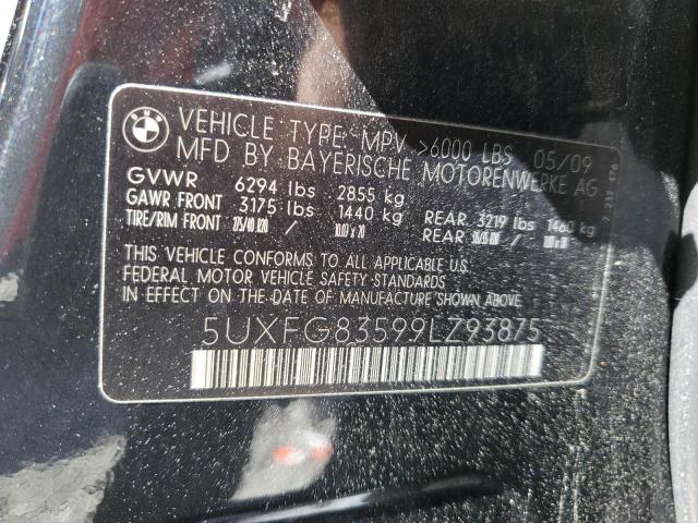 5UXFG83599LZ93875 - 2009 BMW X6 BLACK photo 12