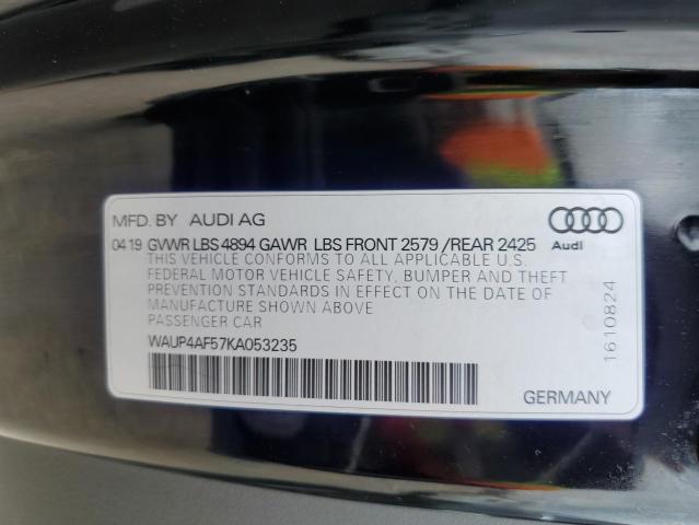 WAUP4AF57KA053235 - 2019 AUDI S5 PREMIUM PLUS 黑色 照片 12