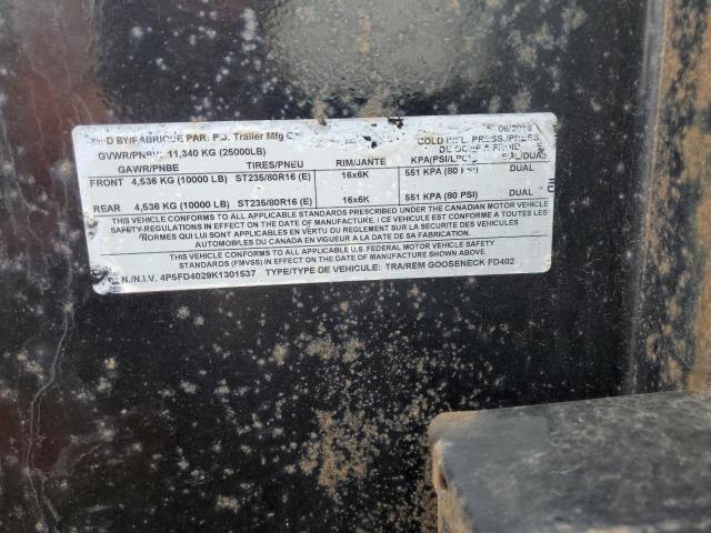 4P5FD4029K1301537 - 2019 PJ TRAILER BLACK photo 10