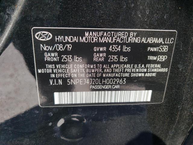 5NPEJ4J20LH002963 - 2020 HYUNDAI SONATA SEL PLUS BLACK photo 13