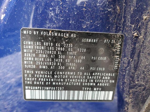 WVGUNPE23MP057257 - 2021 VOLKSWAGEN ID.4 PRO S BLUE photo 13