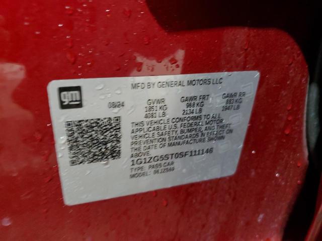 1G1ZG5ST0SF111146 - 2025 CHEVROLET MALIBU RS 勃艮第红 照片 12