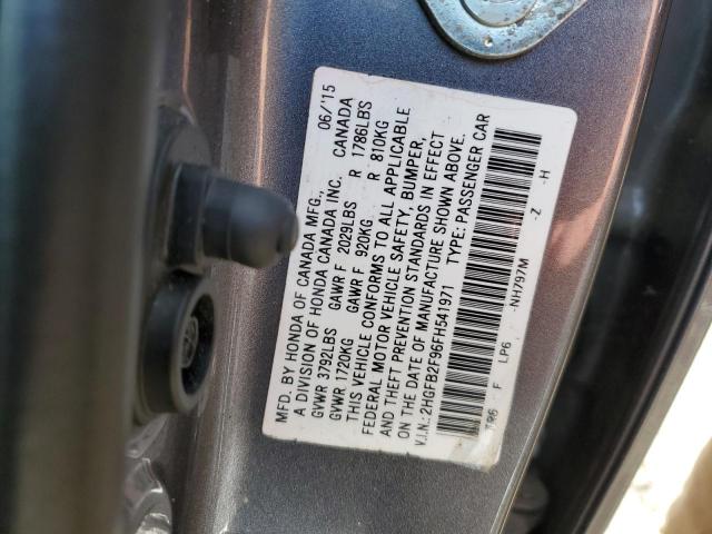 2HGFB2F96FH541971 - 2015 HONDA CIVIC EXL CHARCOAL photo 12
