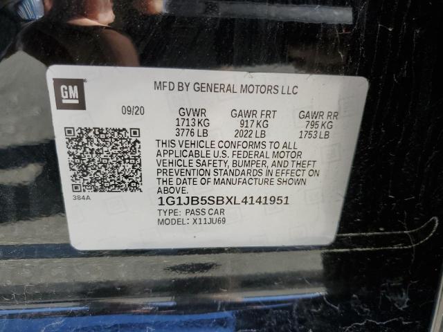 1G1JB5SBXL4141951 - 2020 CHEVROLET SONIC LS 黑色 照片 12