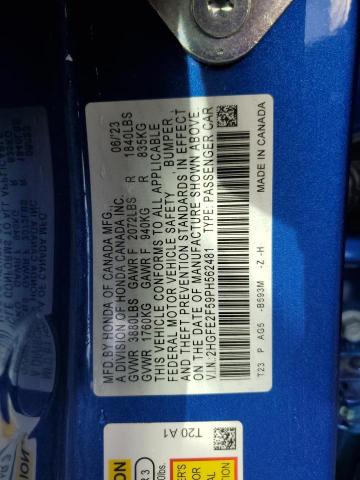 2HGFE2F59PH562481 - 2023 HONDA CIVIC SPORT BLUE photo 13