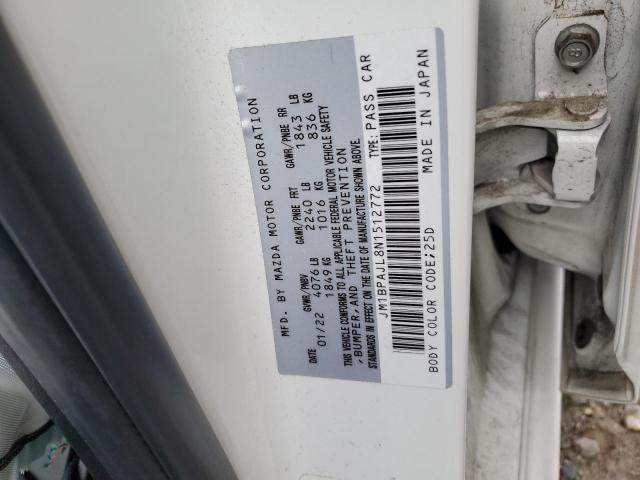 JM1BPAJL8N1512772 - 2022 MAZDA 3 WHITE photo 12