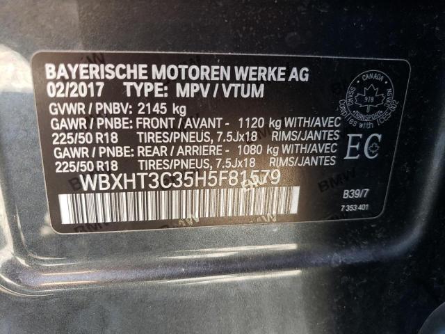 WBXHT3C35H5F81579 - 2017 BMW X1 XDRIVE28I GRAY photo 14