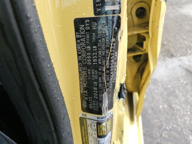 KNADM4A30G6577329 - 2016 KIA RIO LX YELLOW photo 12