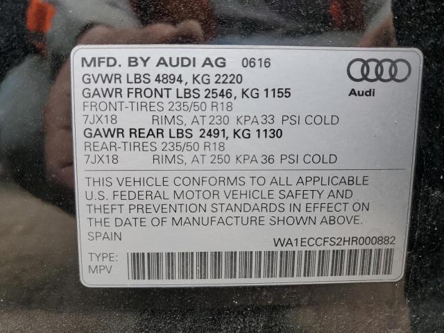 WA1ECCFS2HR000882 - 2017 AUDI Q3 PREMIUM BLACK photo 14