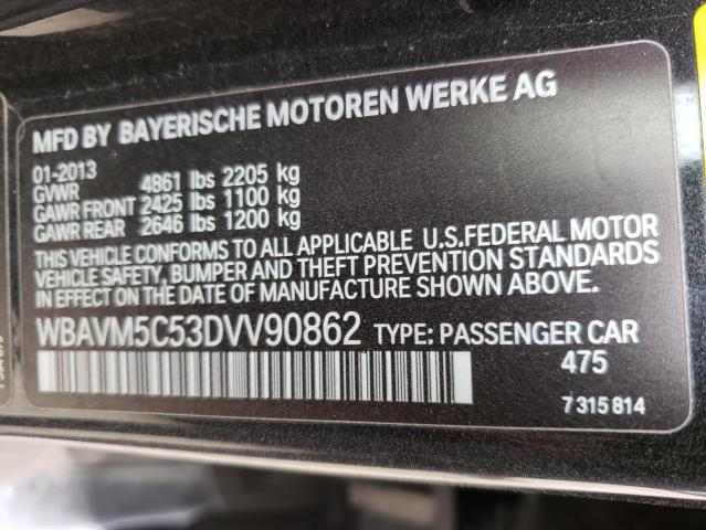 WBAVM5C53DVV90862 - 2013 BMW X1 XDRIVE35I BLACK photo 12