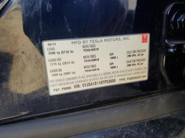 5YJSA1S11EFP53658 - 2014 TESLA MODEL S ლურჯი ფოტო 12