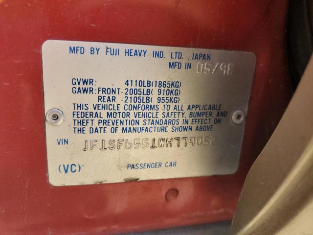 JF1SF6551WH779052 - 1998 SUBARU FORESTER S BURGUNDY photo 12