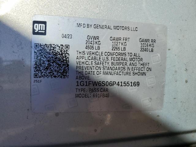 1G1FW6S06P4155169 - 2023 CHEVROLET BOLT EV 1LT SILVER photo 12