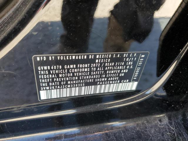 3VW2K7AJ2CM338355 - 2012 VOLKSWAGEN JETTA BASE 黑色 照片 12