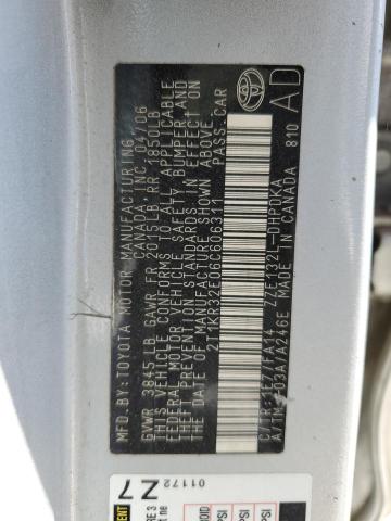 2T1KR32E06C606311 - 2006 TOYOTA COROLLA MA XR SILVER photo 12