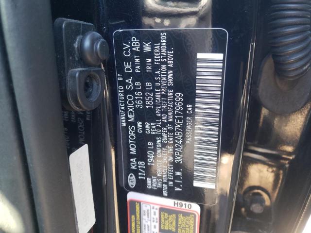 3KPA24AB7KE179699 - 2019 KIA RIO S BLACK photo 13