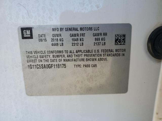 1G11C5SA0GF118175 - 2016 CHEVROLET MALIBU LIM LT 白色 照片 12