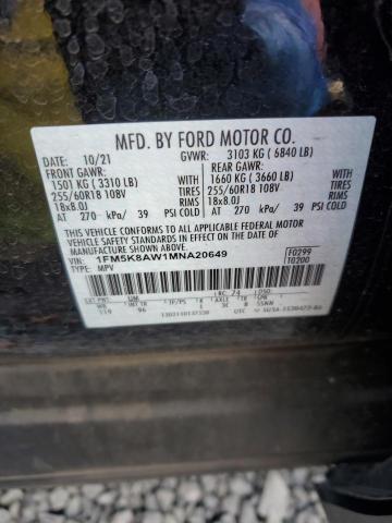 1FM5K8AW1MNA20649 - 2021 FORD EXPLORER POLICE INTERCEPTOR ذو لونين صورة 13