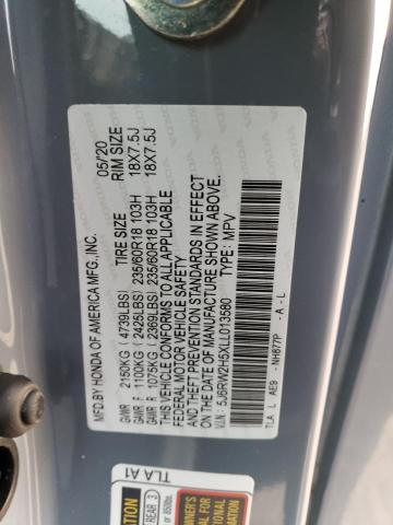 5J6RW2H5XLL013580 - 2020 HONDA CR-V EX GRAY photo 14