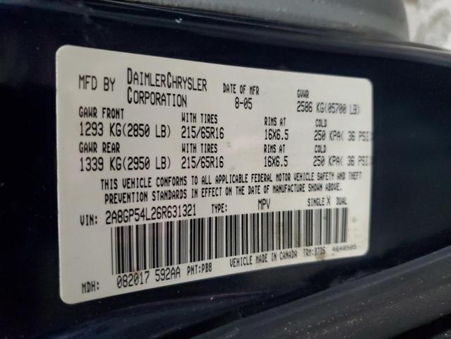 2A8GP54L26R631321 - 2006 CHRYSLER TOWN & COU TOURING 蓝色 照片 13