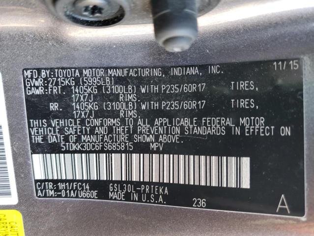 5TDKK3DC6FS685815 - 2015 TOYOTA SIENNA LE GRAY photo 13