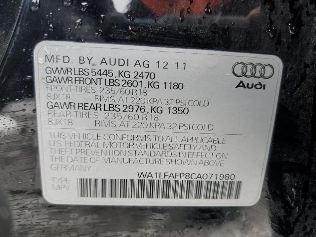 WA1LFAFP8CA071980 - 2012 AUDI Q5 PREMIUM PLUS BLACK photo 12