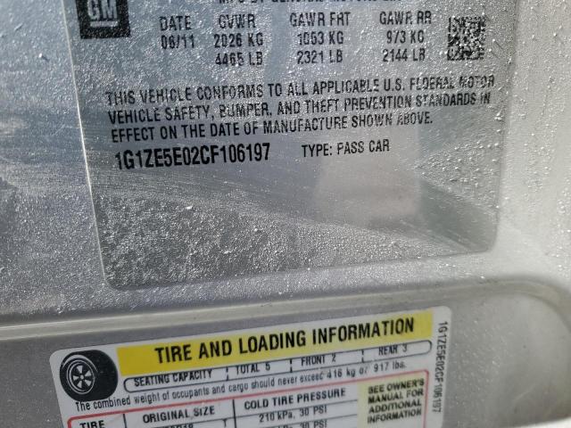 1G1ZE5E02CF106197 - 2012 CHEVROLET MALIBU LTZ 银色 照片 12