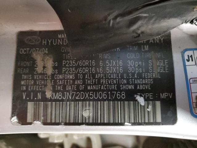 KM8JN72DX5U061768 - 2005 HYUNDAI TUCSON GLS GRAY photo 13