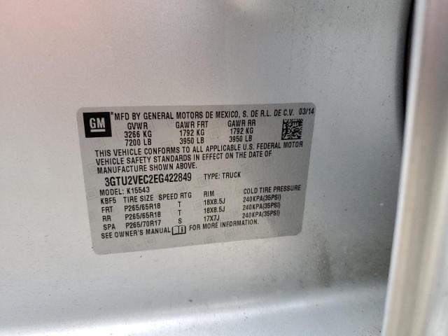 3GTU2VEC2EG422849 - 2014 GMC SIERRA K1500 SLT SILVER photo 12