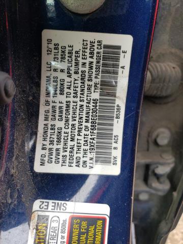 19XFA1F68BE030446 - 2011 HONDA CIVIC LX-S أزرق صورة 12