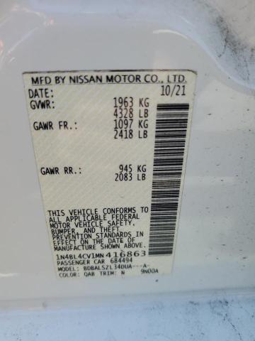 1N4BL4CV1MN416863 - 2021 NISSAN ALTIMA SR WHITE photo 12