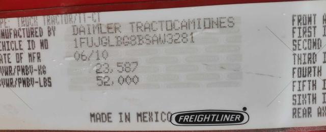 1FUJGLBG8BSAW3281 - 2011 FREIGHTLINER CASCADIA 1 RED photo 10