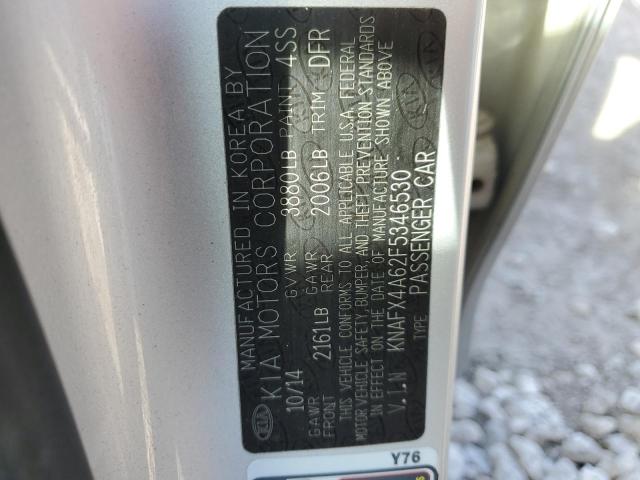 KNAFX4A62F5346530 - 2015 KIA FORTE LX SILVER photo 12