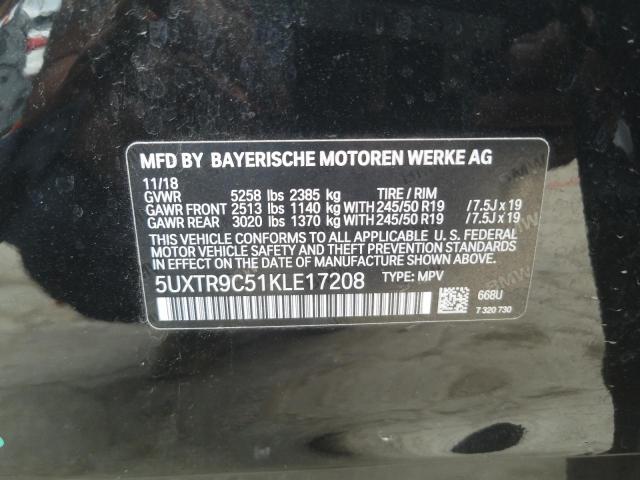 5UXTR9C51KLE17208 - 2019 BMW X3 XDRIVE30I Սև լուսանկար 13