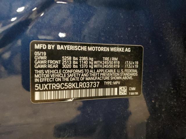 5UXTR9C58KLR03737 - 2019 BMW X3 XDRIVE30I BLUE photo 13
