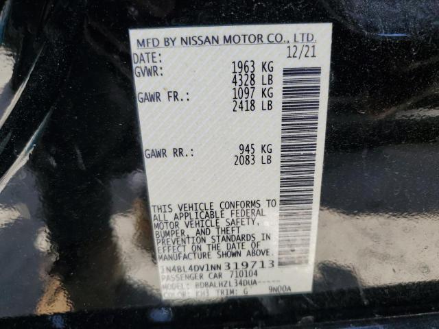 1N4BL4DV1NN319713 - 2022 NISSAN ALTIMA SV BLACK photo 12