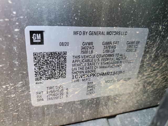 1GNSKPKD6MR134354 - 2021 CHEVROLET TAHOE K1500 Z71 GRAY photo 14