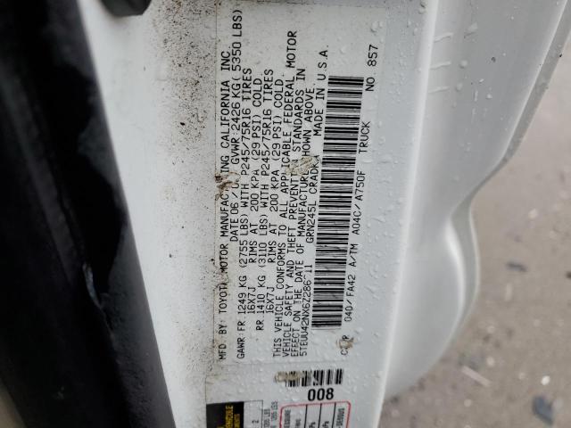 5TEUU42NX6Z286311 - 2006 TOYOTA TACOMA ACCESS CAB თეთრი ფოტო 12