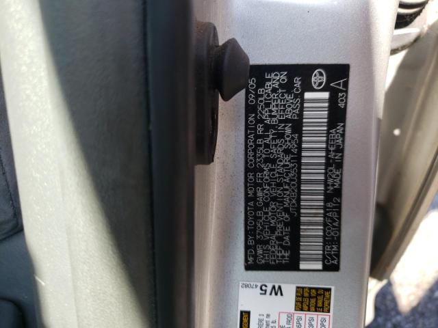 JTDKB20U353114954 - 2005 TOYOTA PRIUS SILVER photo 10