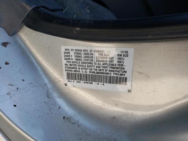 5FNRL38656B045812 - 2006 HONDA ODYSSEY EXL SILVER photo 13