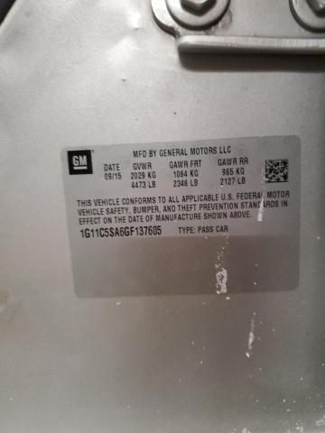 1G11C5SA6GF137605 - 2016 CHEVROLET MALIBU LIM LT ვერცხლისფერი ფოტო 12