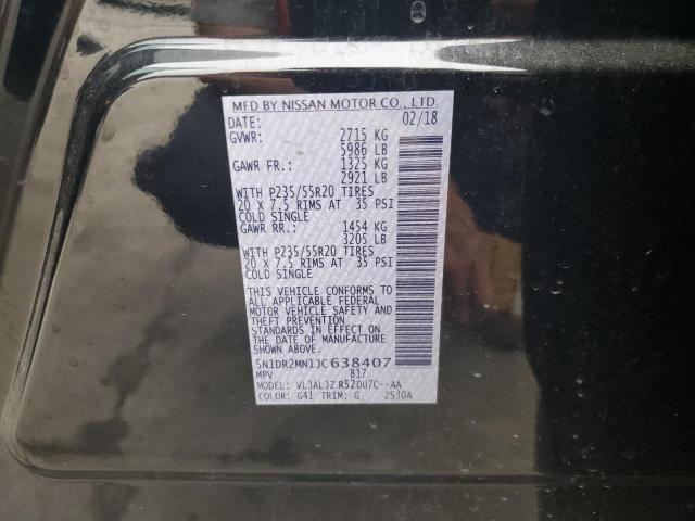 5N1DR2MN1JC638407 - 2018 NISSAN PATHFINDER S 黑色 照片 12