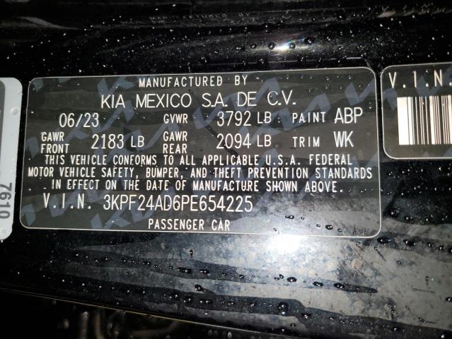 3KPF24AD6PE654225 - 2023 KIA FORTE LX BLACK photo 12