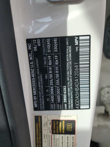 4JGDA5HB4DA120641 - 2013 MERCEDES-BENZ ML 350 4MATIC WHITE photo 13